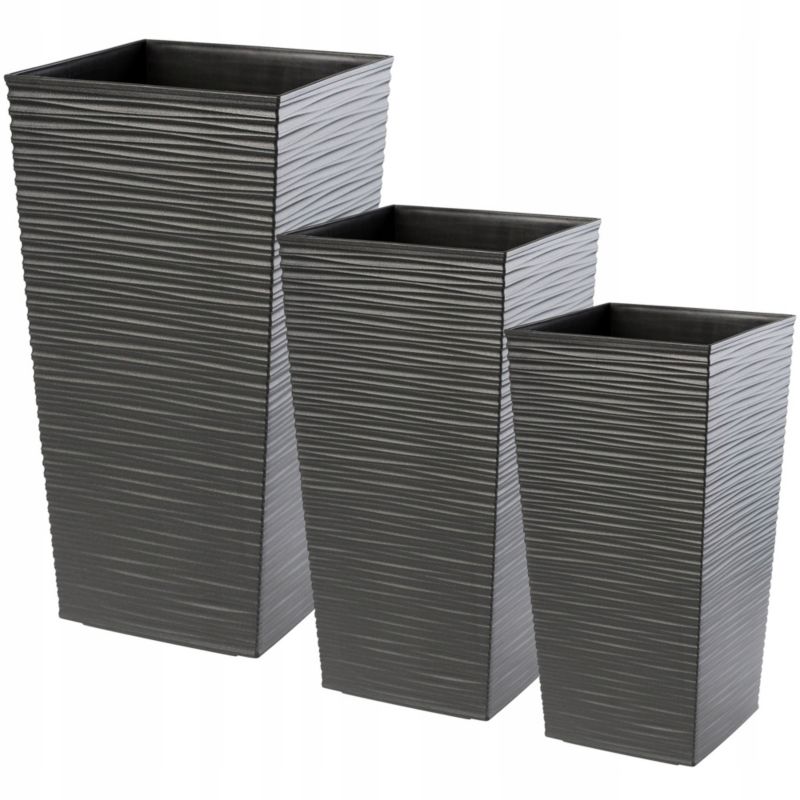 Doniczka KADAX Zestaw 3x Donica Wkład Wysoka Grafit 75cm 3 szt.