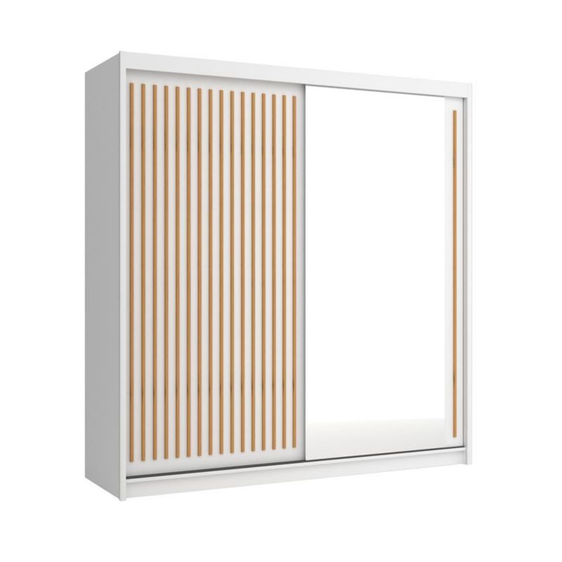 Szafa przesuwna Bettso Lay 203 cm designerska z lamelami w kolorze dąb wotan biały 1szt.