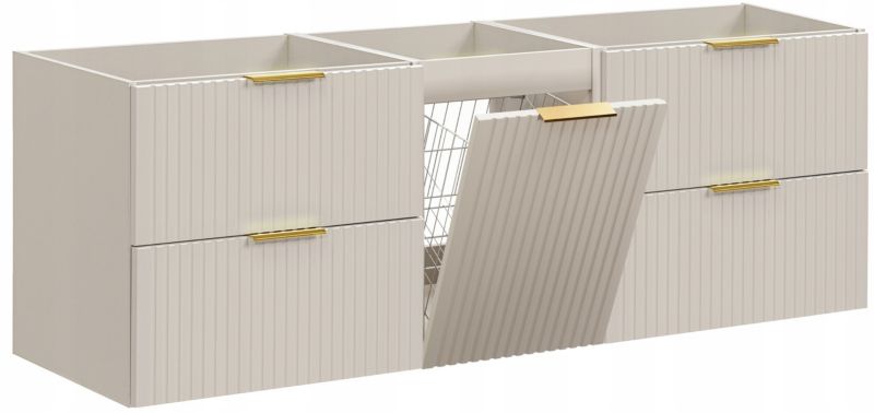 Szafka pod umywalkę Furnidea 160 cm kaszmir ryflowana z koszem na pranie Adel 1 szt.