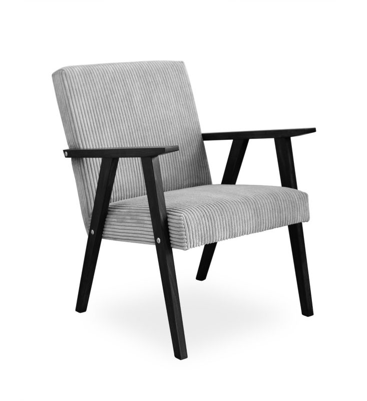 Fotel tapicerowany Bettso Lisek - prl w tkaninie poso na orzechowej nodze szary 1szt.