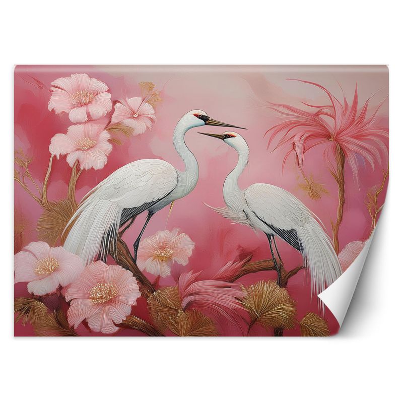 Fototapeta Feeby Żurawie Ptaki Kwiaty 350x245 1 szt
