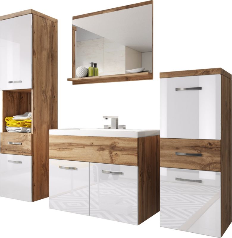Zestaw mebli łazienkowych MINIO go for it ALBECK dąb wotan/biały połysk 1 kpl.