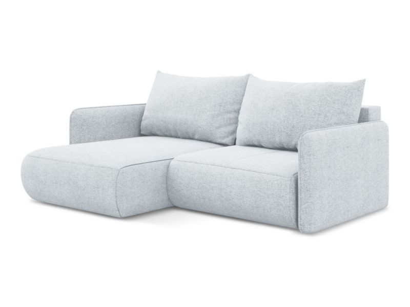 Narożnik lewostronny z funkcją spania LaMiaSofa PALERMO z tkaniny szenilowej 207x148 cm jasny niebieski 1 szt.