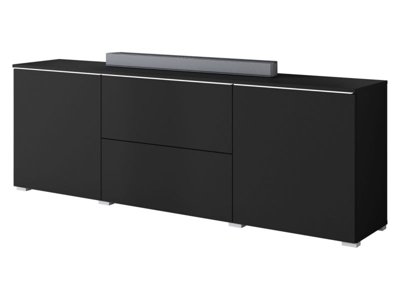 Szafka RTV MIRJAN 24 Vera 180 z białym oświelteniem LED czarny grafit 1 szt.