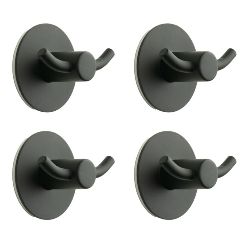 4 x Wieszak łazienkowy B&B ścienny okrągły samoprzylepny czarny 4 szt