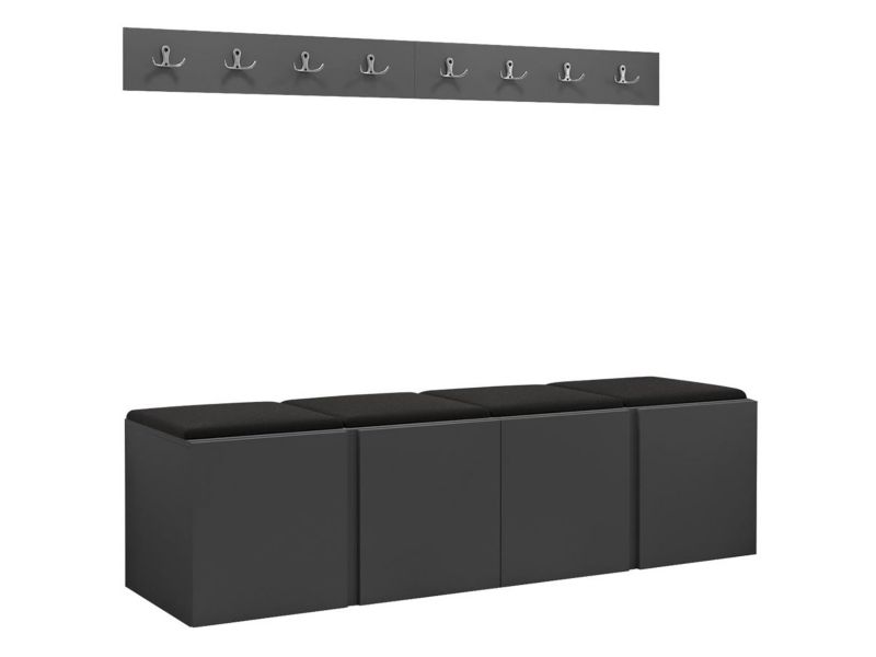 Garderoba MIRJAN 24 Orion VII grafit + czarna ekoskóra 1 kpl.