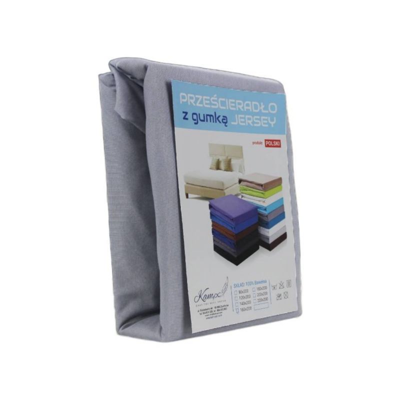 Prześcieradło z gumką Jersey VIP bok 30cm KAM-POL jasny szary 70x120 cm 1 szt.