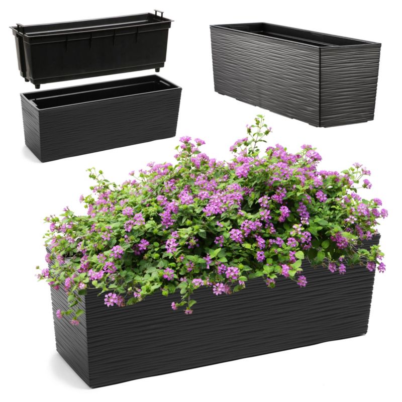 Doniczka KADAX Skrzynka Balkonowa + Wkład 19x56cm Czarna 1szt.