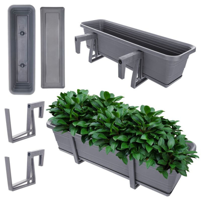 Doniczka Balkonowa KADAX Skrzynka Donica 60cm Uchwyty Podstawka Balkon Balustradę 1szt.