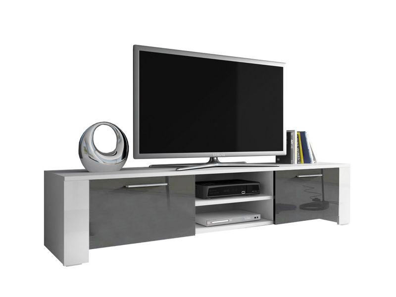 Szafka RTV MIRJAN 24 IX biały + szary połysk 1 szt.