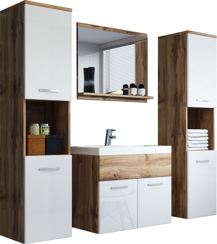 Zestaw mebli łazienkowych MINIO go for it MONTANA XL dąb wotan/biały połysk 1 kpl.