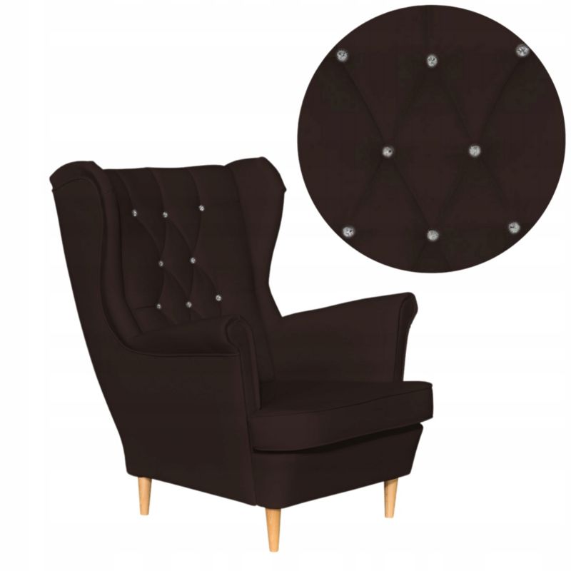 Fotel uszak do salonu eko skóra Family Meble Gaja brąz ciemny 1szt