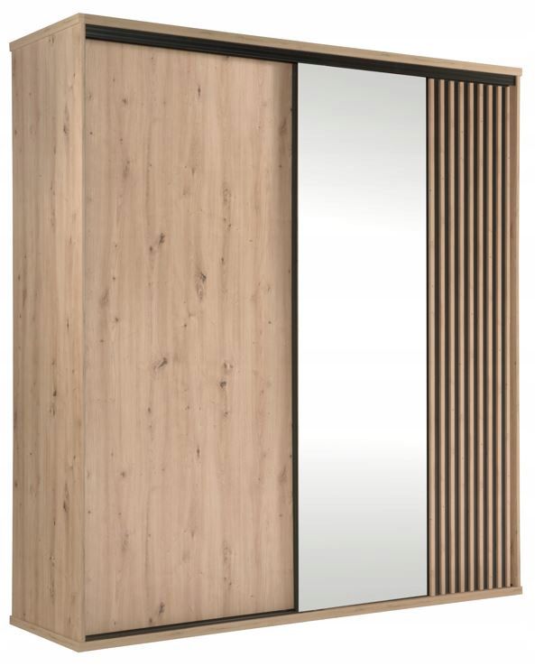 Szafa przesuwna Furnidea 199 cm dąb artisan czarny lamelowy CALI 1 szt.