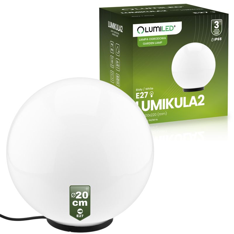 Lampa Ogrodowa LED Lumiled Oprawa Zewnętrzna Kula LED 20cm E27 IP65 1 szt.