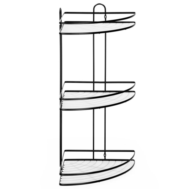 Półka łazienkowa pod prysznic narożna Springos regał 3 poziomy, wisząca, czarna 1 szt.