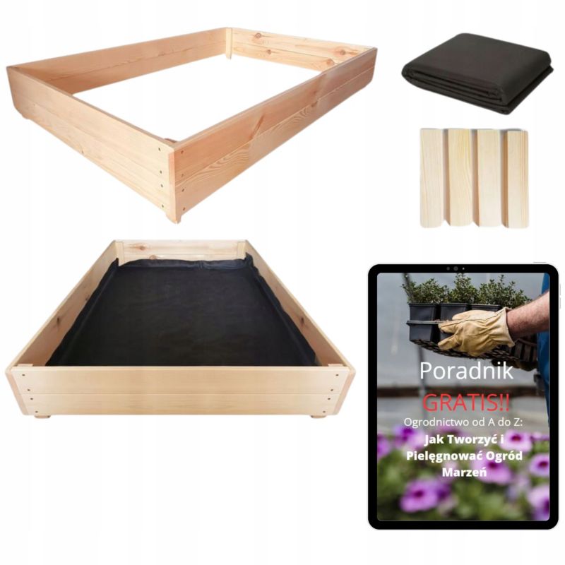 Warzywniak Drewniany Inspekt SunWood Skrzynia na Warzywa Rabata 120x120 Poradnik 1 szt.