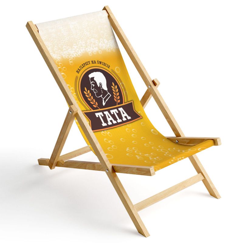 Leżak ogrodowy Ferocity drewniany składany Najlepszy tata na świecie 1 szt.