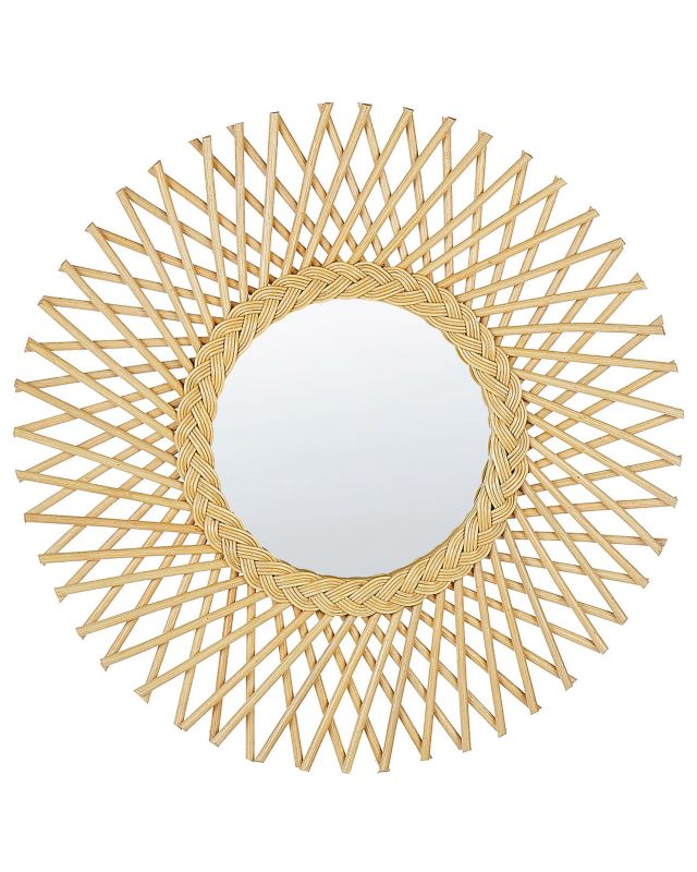 Lustro ścienne Tagolu 60 cm 60 cm Rattan Naturalny 1 szt.
