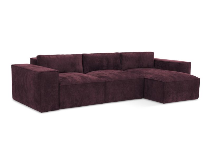 Narożnik prawostronny z funkcją spania LaMiaSofa Asti z tkaniny szenilowej 315x160 cm bordo 1 szt.