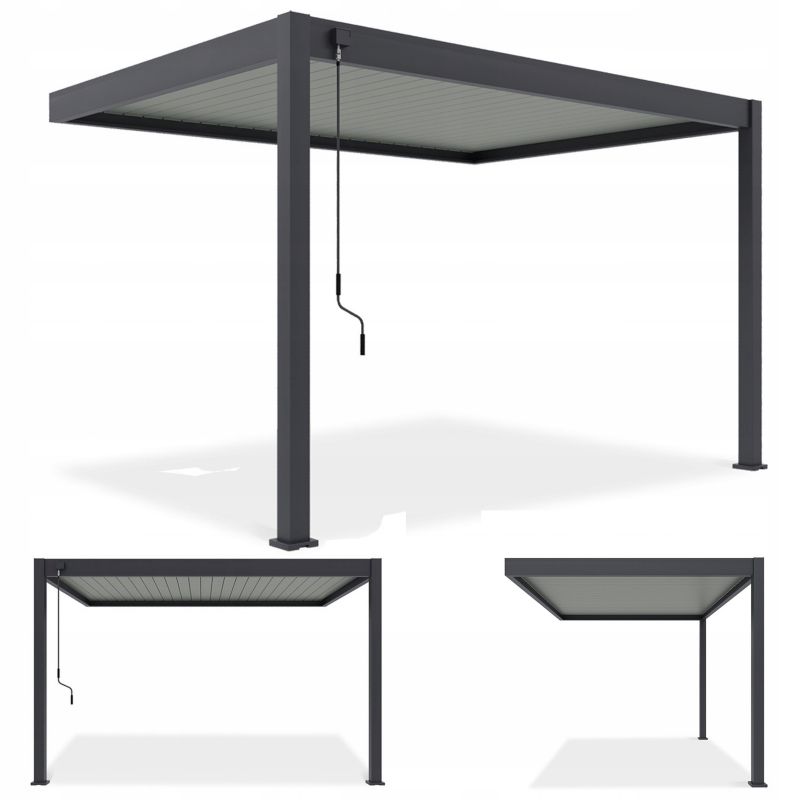 Pergola Ogrodowa Przyścienna Elegance Wall 3x4 Antracyt + Szary Gutroof 1 szt