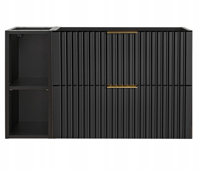 Szafka pod umywalkę Furnidea 100 cm czarny mat z regałem czarny mat ryflowany Adel 1 szt.