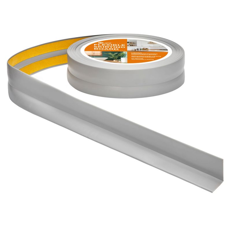 Listwa wykończeniowa PCV 30x30mm, QUEST, samoprzylepna, elastyczna, miękka taśma dekoracyjna, szary, 10m