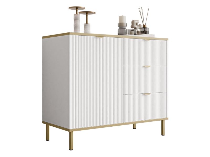 Komoda pokojowa MIRJAN 24 Werkoz 1D3S biały + złoty 1 szt.