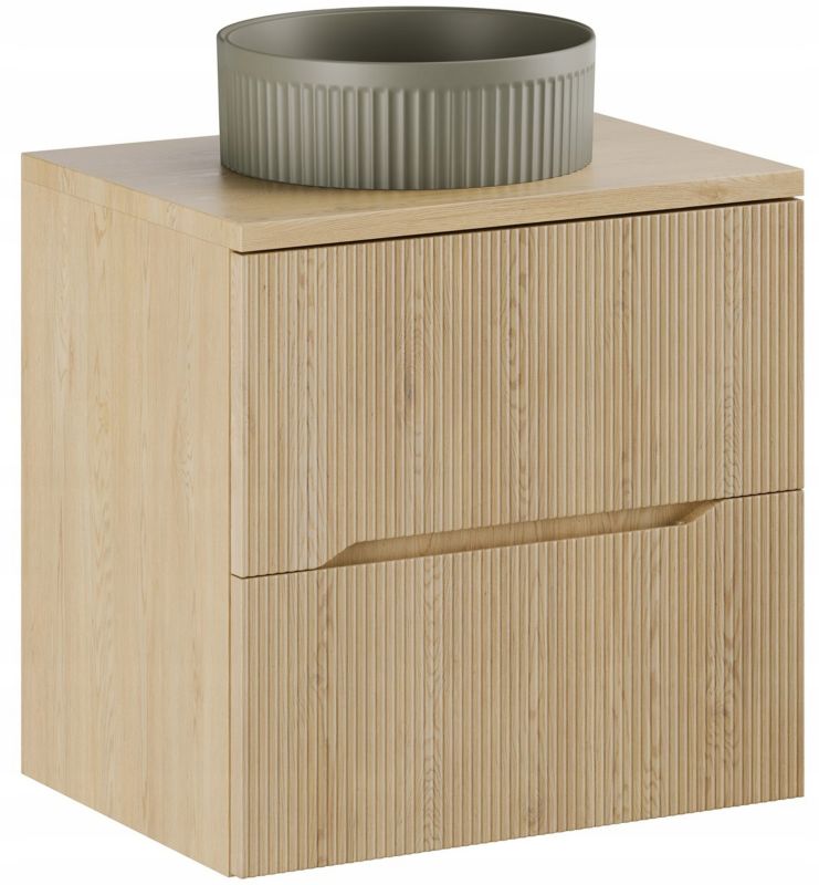 Szafka pod umywalkę Furnidea 60 cm z blatem dąb cremona zielona umywalka ryflowany Nordic Cremona 1 szt.