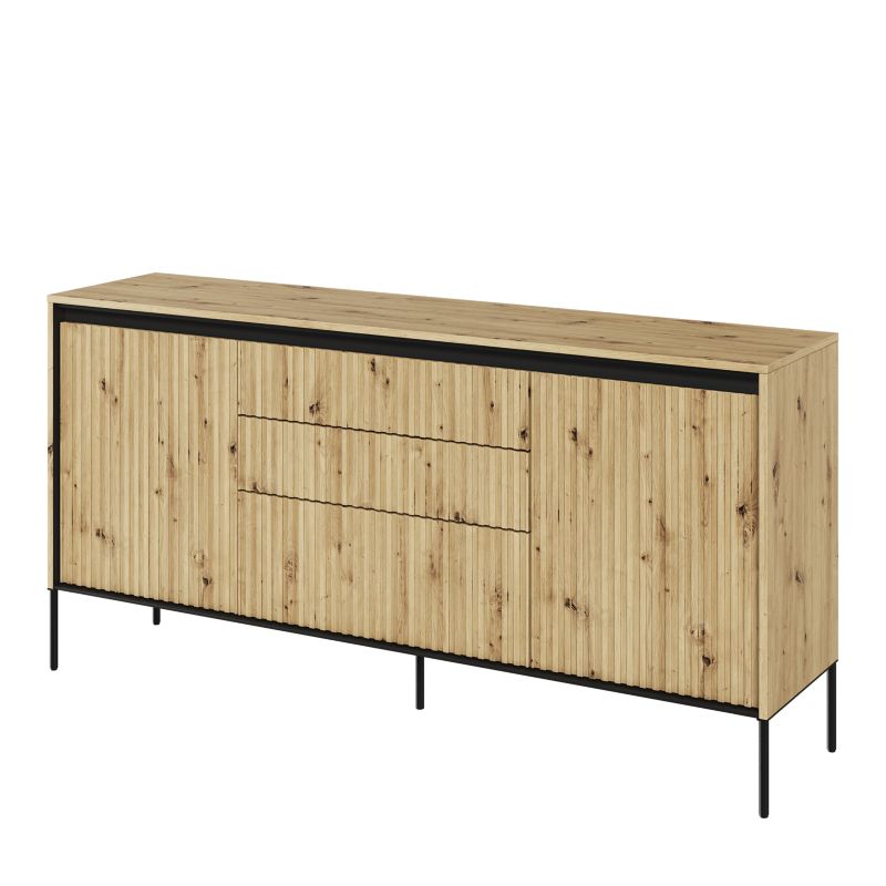 Komoda dwudrzwiowa Bettso Trend z szufladami, oświetleniem LED i frezowanym frontem dąb artisan 1szt.