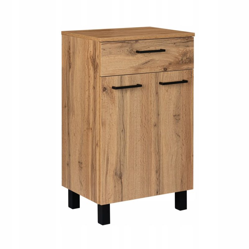 Komoda Stamar Szafka Łazienkowa Stojąca z Blatem 500 mm Dąb Wotan Szuflada 2 Drzwi 1 szt