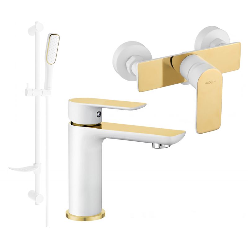 Zestaw prysznicowy Mexen Alfa biały/złoty 745704DF49-25 1 szt.
