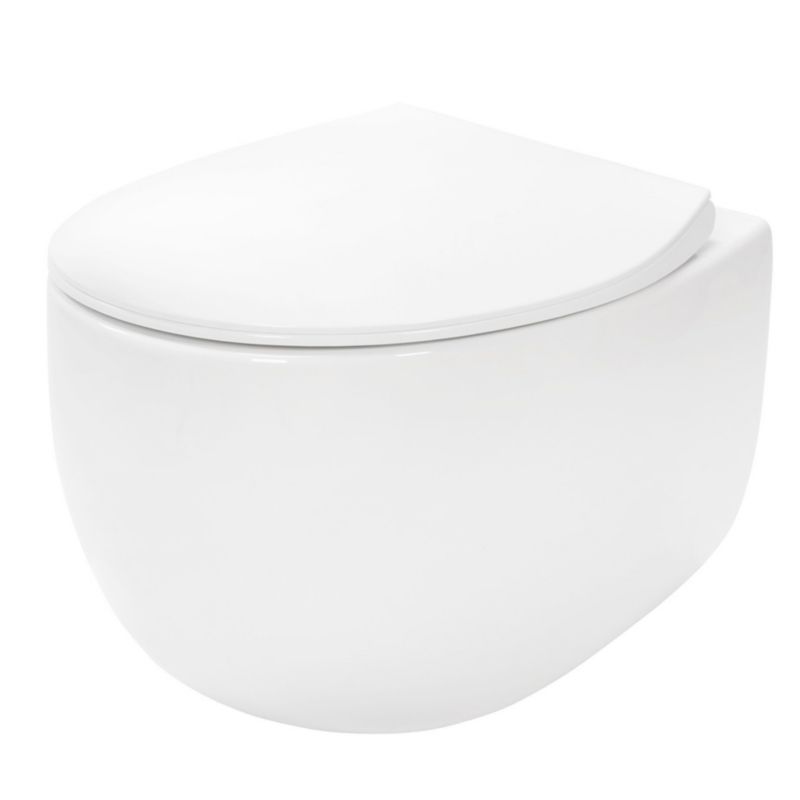 Misa Wc Podwieszana Ceramimczna Rea Lars Rimless Duroplast/Flat/Zm Biały 50X37X36Cm 1 Szt