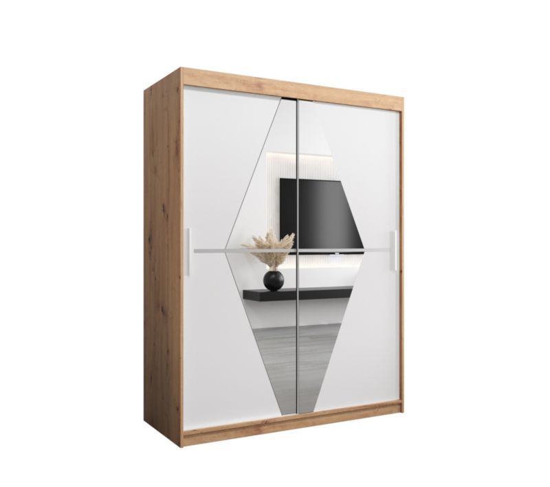 Szafa przesuwna Garderoba Abiks BOLIWIA 150 dąb artisan + biały mat 1 szt.