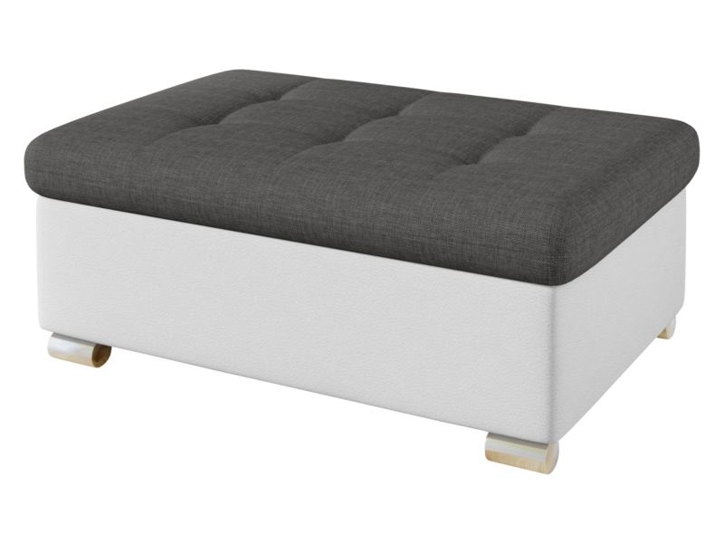 Pufa MIRJAN 24 Niko Duża biała ekoskóra/grafitowa plecionka 1 szt.