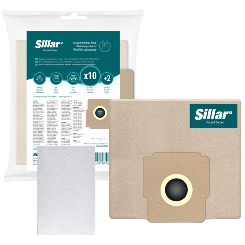 Worki do odkurzacza, Sillar, papierowe, 10szt + 2x filtr wlotowy, zamiennik do Zelmer Elf 3 2 Bonus Meteor Odyssey, zestaw 12szt