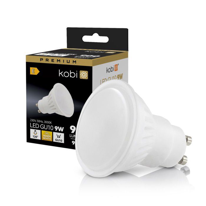 Żarówka LED GU10 9W Kobi Premium barwa ciepła 3000K 5szt.