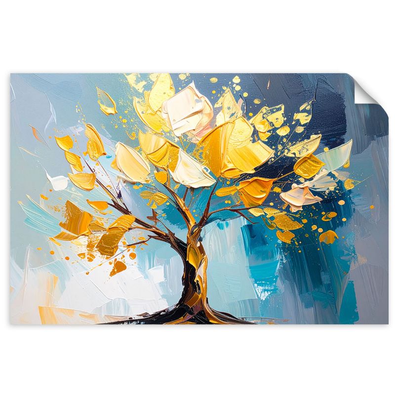 Naklejka samoprzylepna Feeby Krajobraz Złote Drzewo imitacja farby olejnej 90x60cm 1szt
