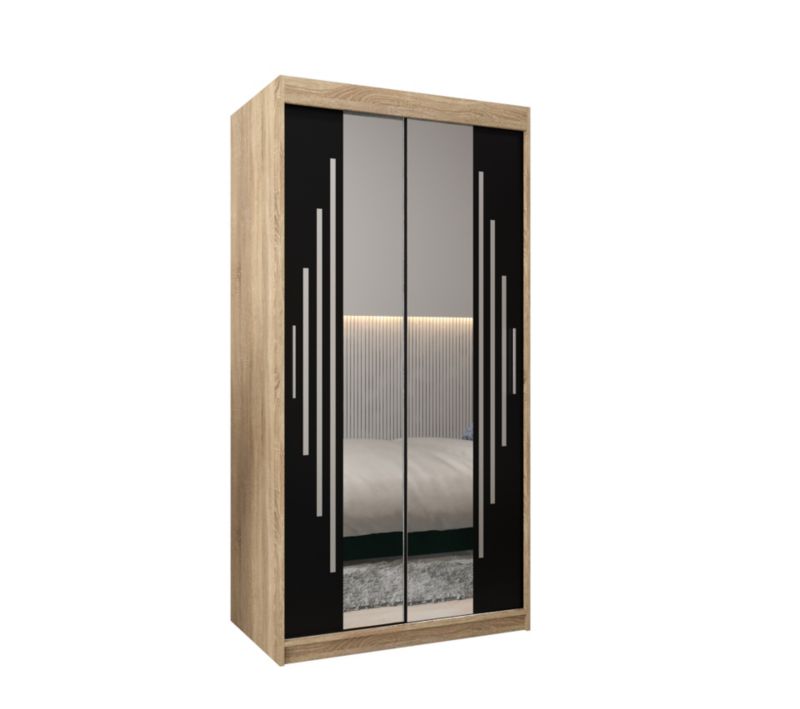 Szafa przesuwna Garderoba Abiks YORK 1 100 sonoma/czarny 1 szt.