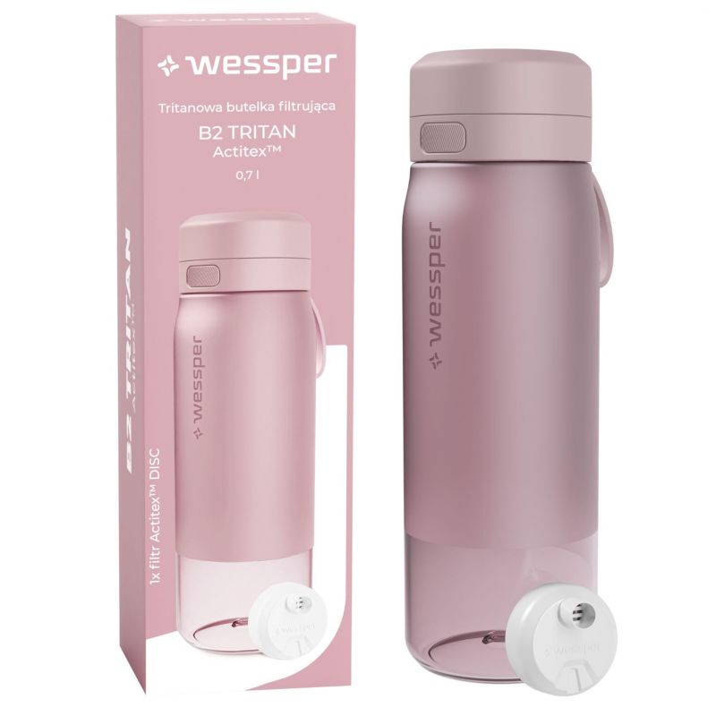 Butelka na wodę, Wessper, filtrująca, tritanowa, bidon, z filtrem wody, bez BPA, 700ml, B2 TRITAN Actitex, różowa, 1szt