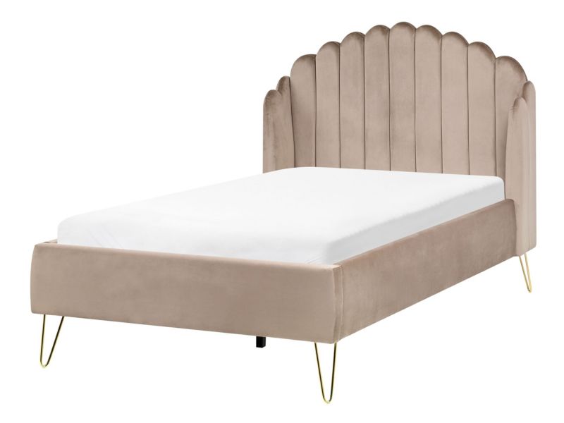 Łóżko Welur Ambillou 120 x 200 cm Beżowoszary 1 szt.