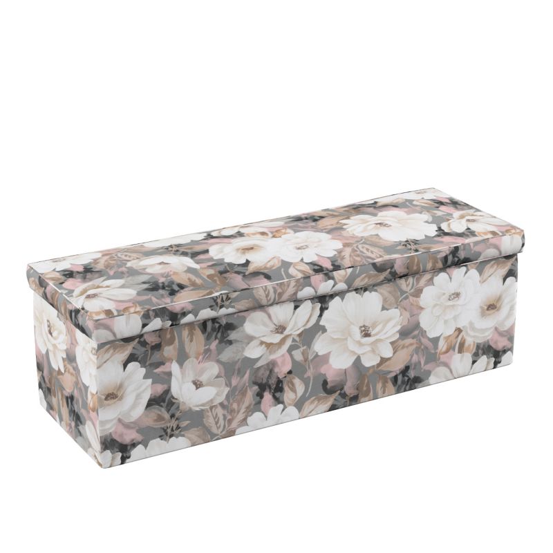 Skrzynia tapicerowana Dekoria 90 x 40 x 40 cm kremowe i różowe kwiaty na szarym tle 1 szt.