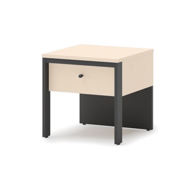 Szafka nocna Bettso Elba z szufladą na wysokich nogach z oświetleniem LED do sypialni beżowy czarny 1szt.