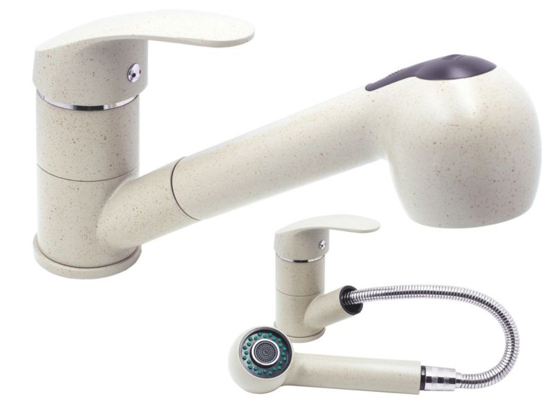 Bateria Kuchenna Granitan Hand z Wyciąganą Wylewką Beżowa 1szt.