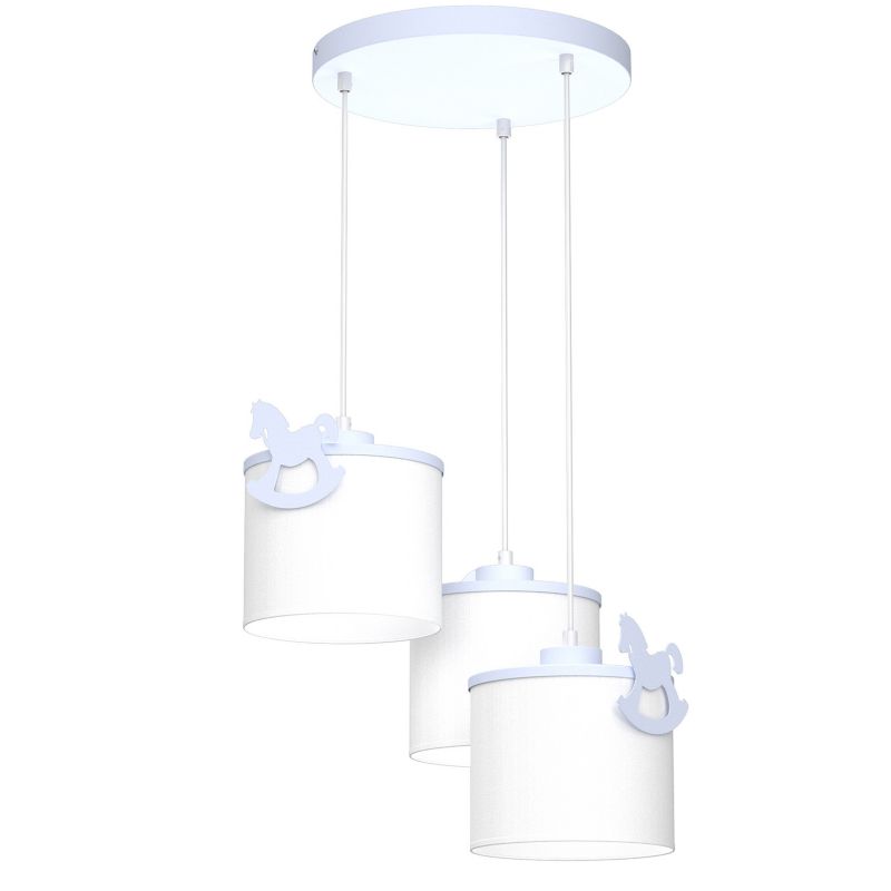 Lampa wisząca Luminex Sweet biało-niebieska wym: 115 x 45 x 45 cm 3xE27 x 15W tkanina 1 szt.