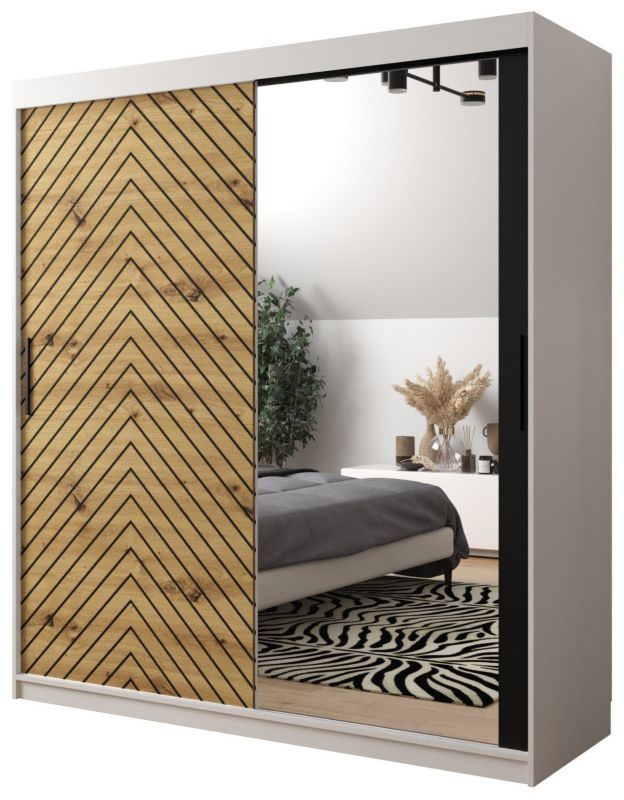 Szafa przesuwna Garderoba Abiks Jodełka 2 180 biały + artisan 1 szt.