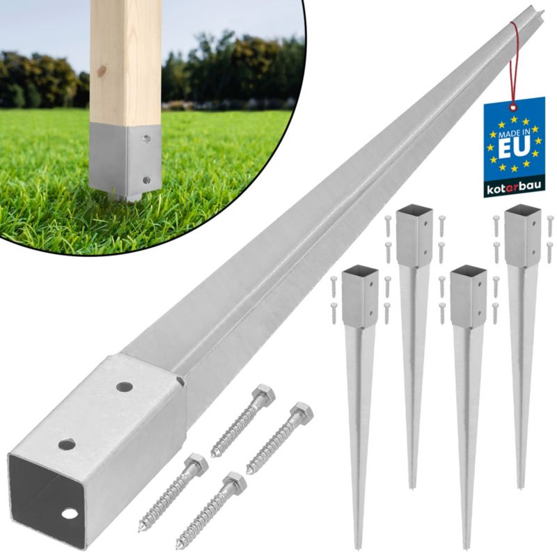 Podstawa słupa KOTARBAU kotwa wbijana do ziemi stalowa 45x45x600 mm 4 szt.