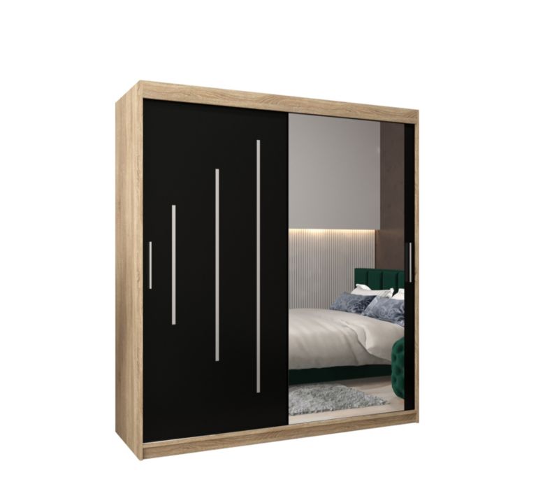 Szafa przesuwna Garderoba Abiks YORK 2 180 sonoma/czarny 1 szt.