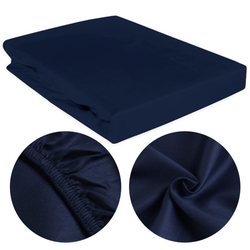 Prześcieradło satynowe z gumką Darymex 180x200 kolor ciemny granat 1 szt.