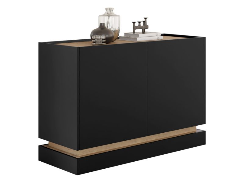 Komoda do salonu MIRJAN 24 Zarpant K120 2D czarny / dąb cremona 1 szt.