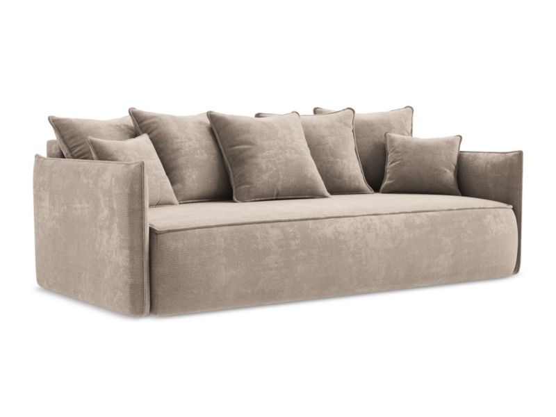 Kanapa 3-osobowa z funkcją spania LaMiaSofa GARDA z tkaniny szenilowej 225x105 cm ciemny beż 1 szt.